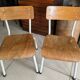 Pair of children's school chairs in wood and metal