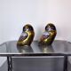 Pair of brass owls Serre livres, Italy, 1970