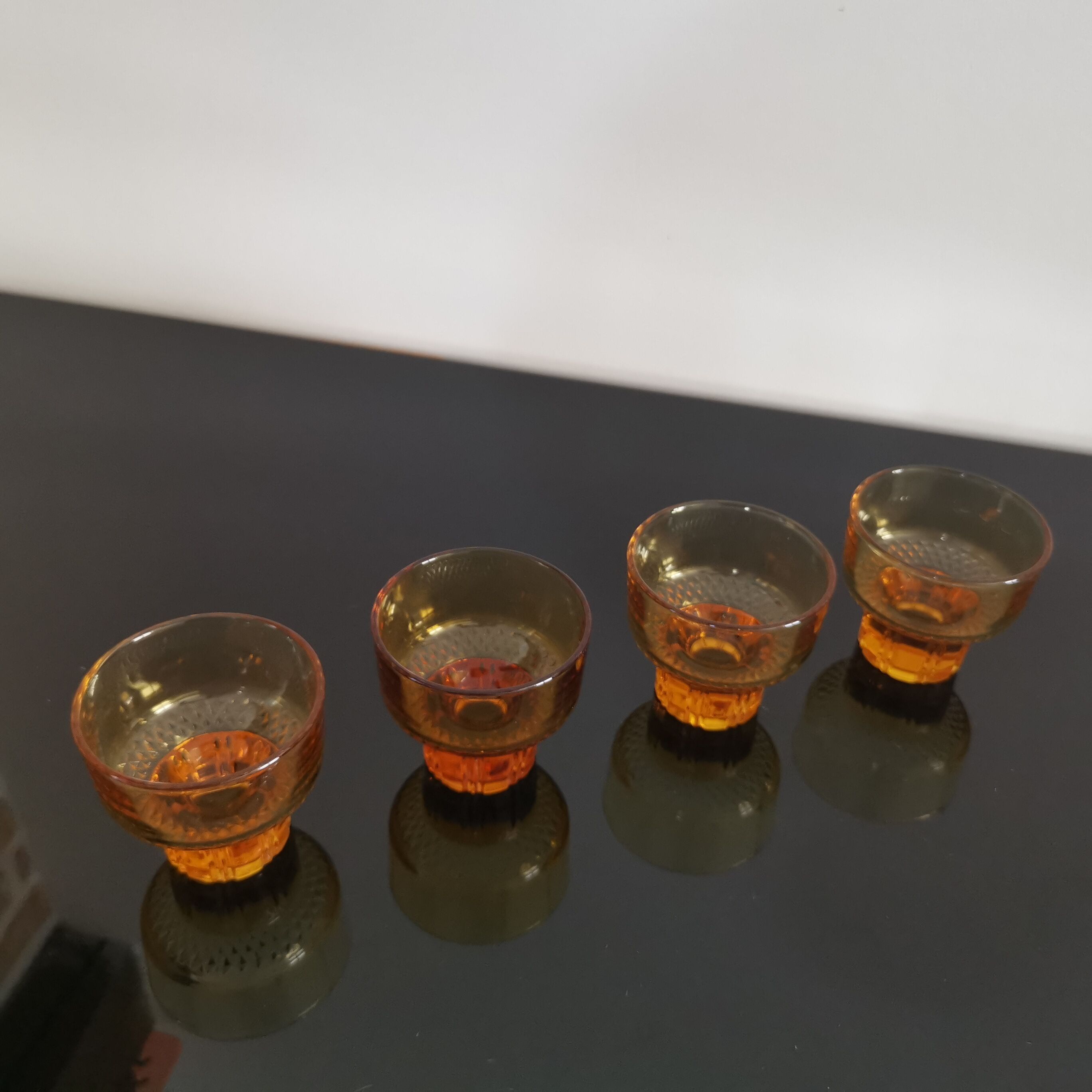 Vintage amber orange Italian espresso cups