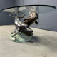 Bronze dolphin coffee table signed C Caudion, 1960s