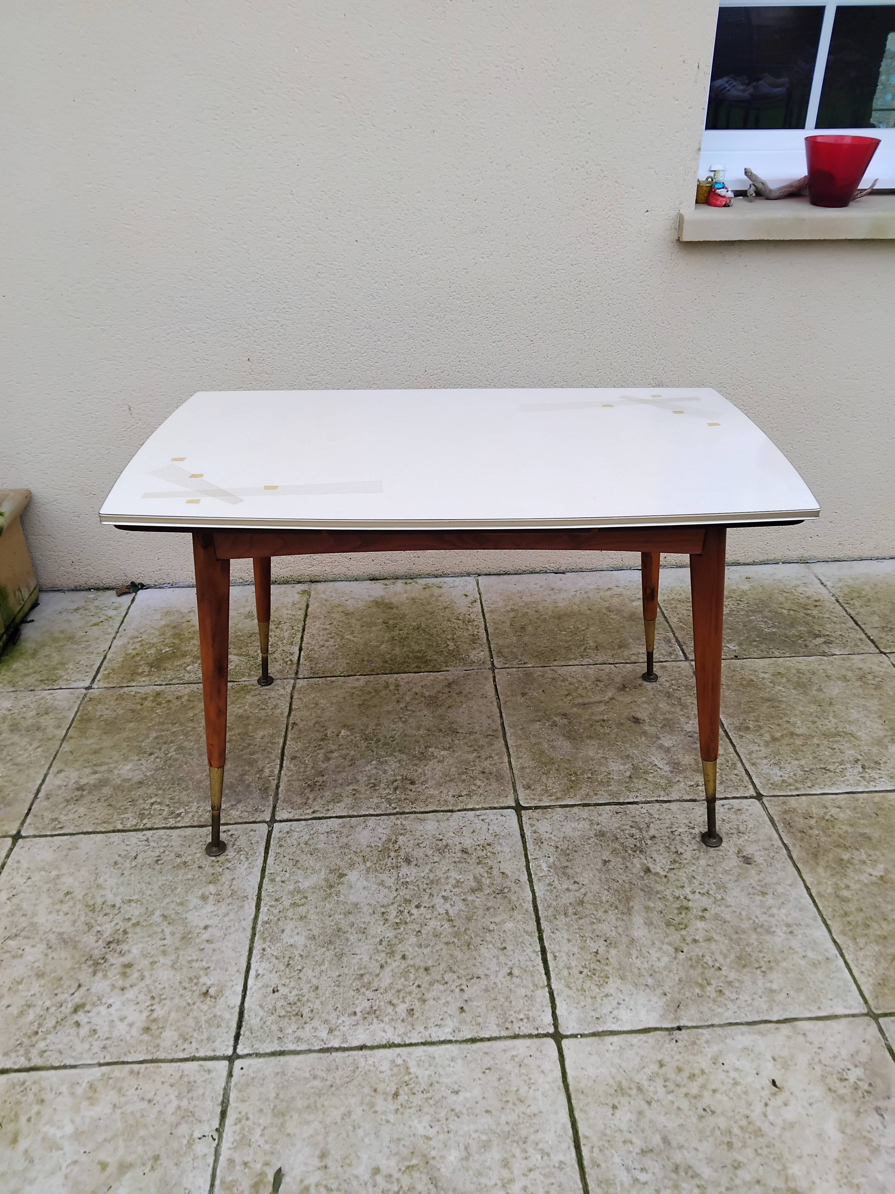 Vintage Formica table, height adjustable and extendable, 1950s