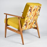 Polish vintage armchair "Fox" designed by H. Lis, fully renovated, 60s, yellow velvet-golden autumn