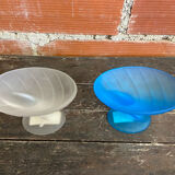 Set of 6 zig zag design ice cream bowls la rochere frosted glass france