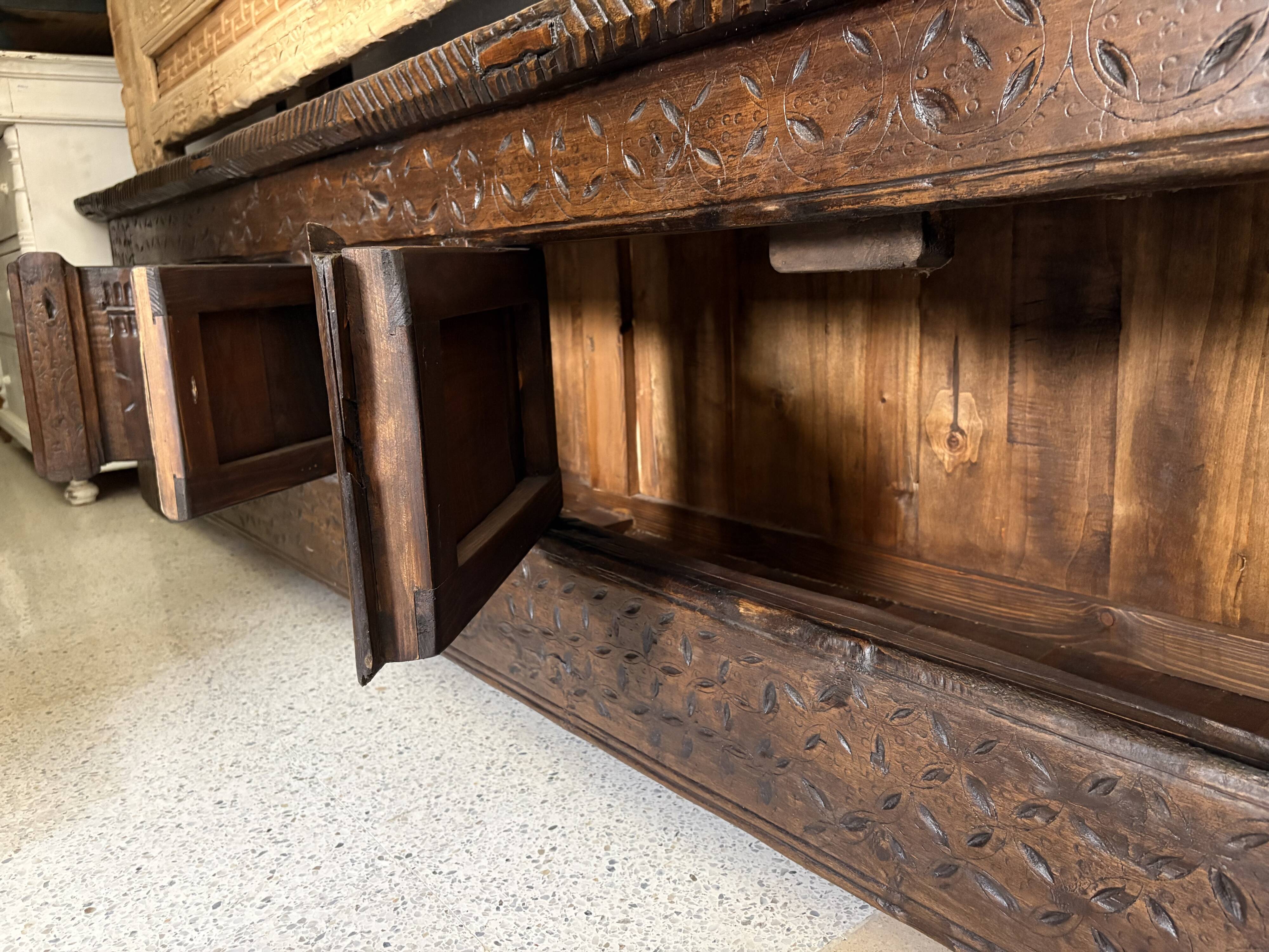 Antique enfilade carved from fir wood – China, circa 1900