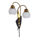 Scandinavian Organic Two Armed Wall Light, Brass and Opaline, 1940-50s