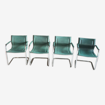 Ensemble de 4 fauteuils cuir édition Matteo Grassi