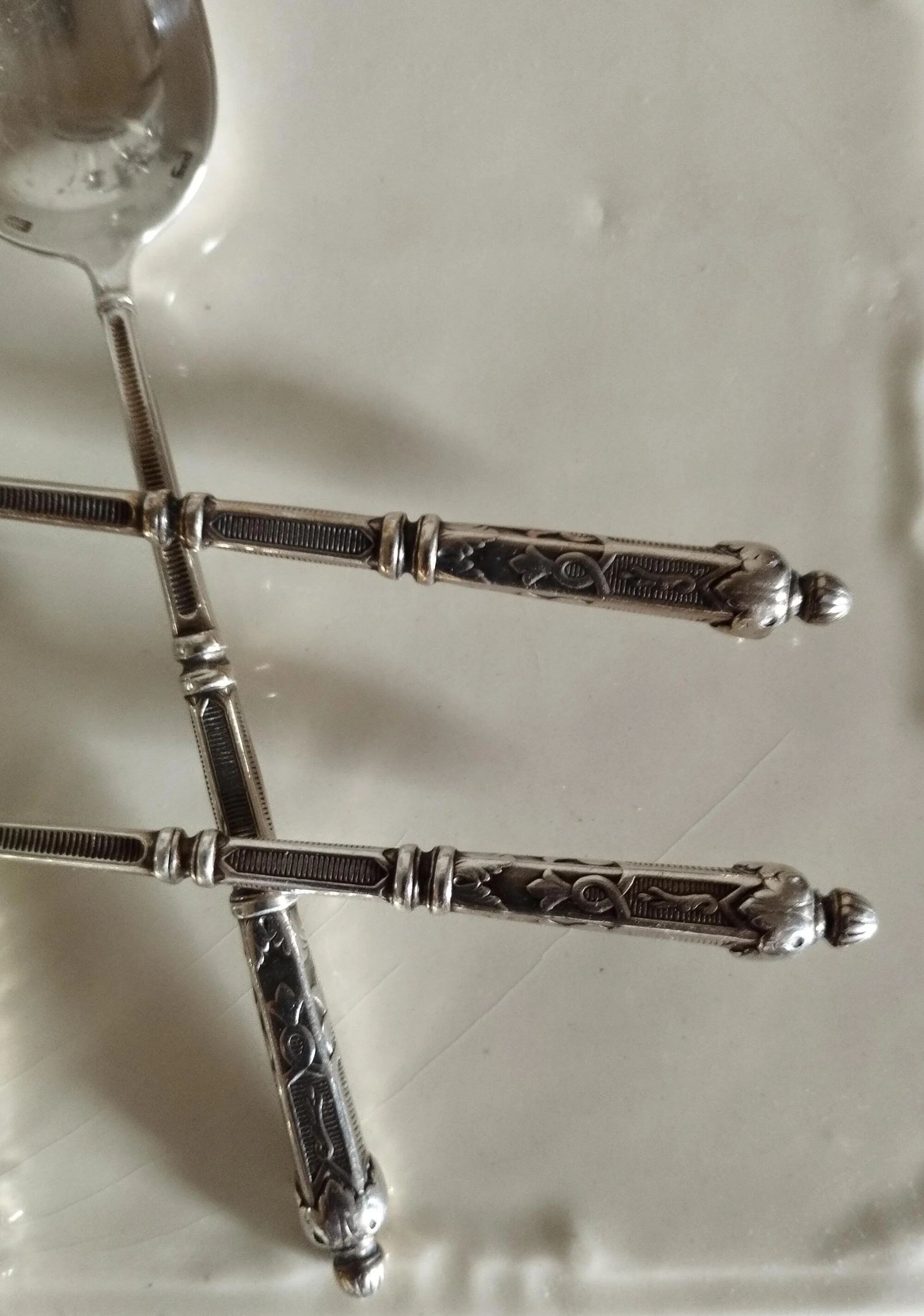 6 small silver-plated metal teaspoons S.F.A.M Russian model