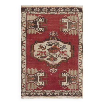 Hand-knotted Small Rug. Door Mat. Turkish Wool Seat Cover. Entryway Mat. Kitchen Rug. Vintage Bath Mat
