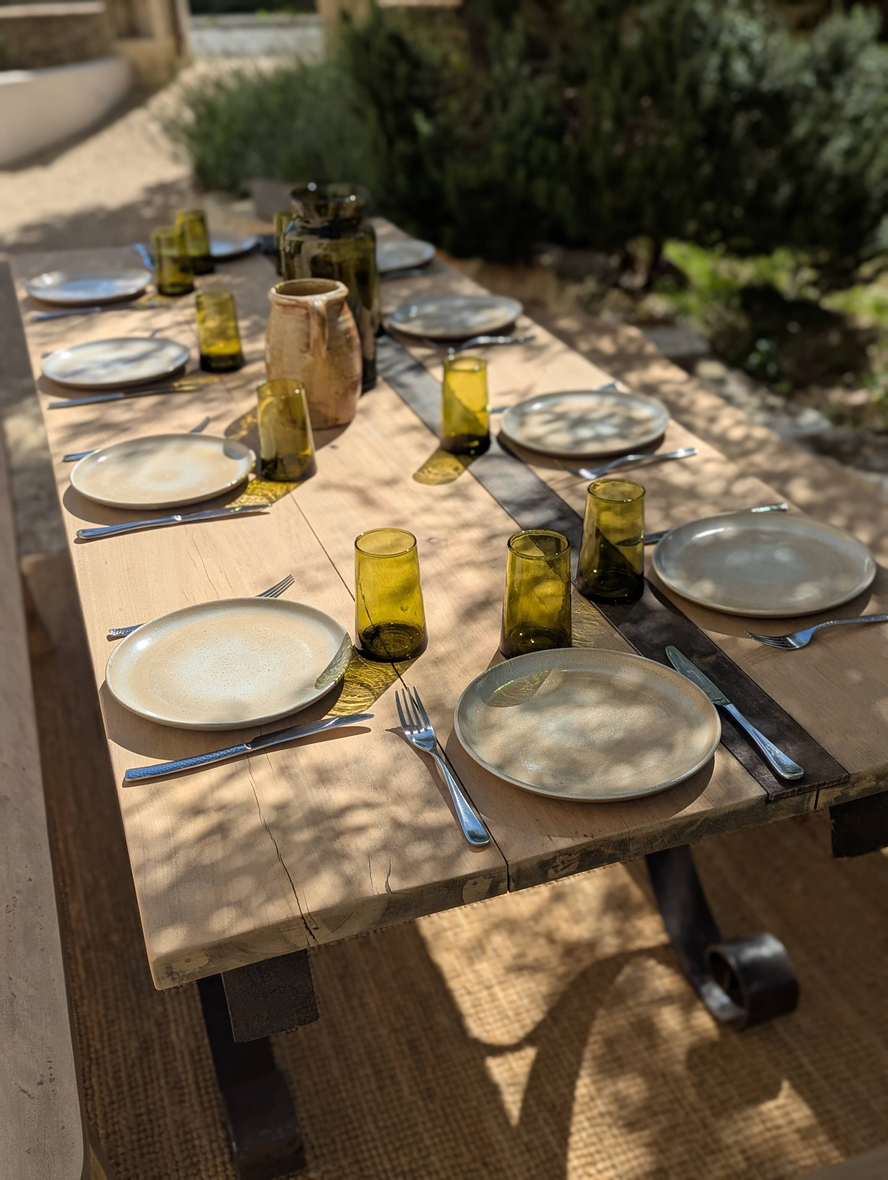 Table set, stools and benches