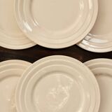 6 vintage pale pink earthenware dessert plates