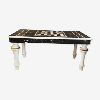 Marble chessboard coffee table