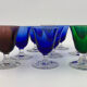 Nine vintage liquor glasses, coloured glass 20th century