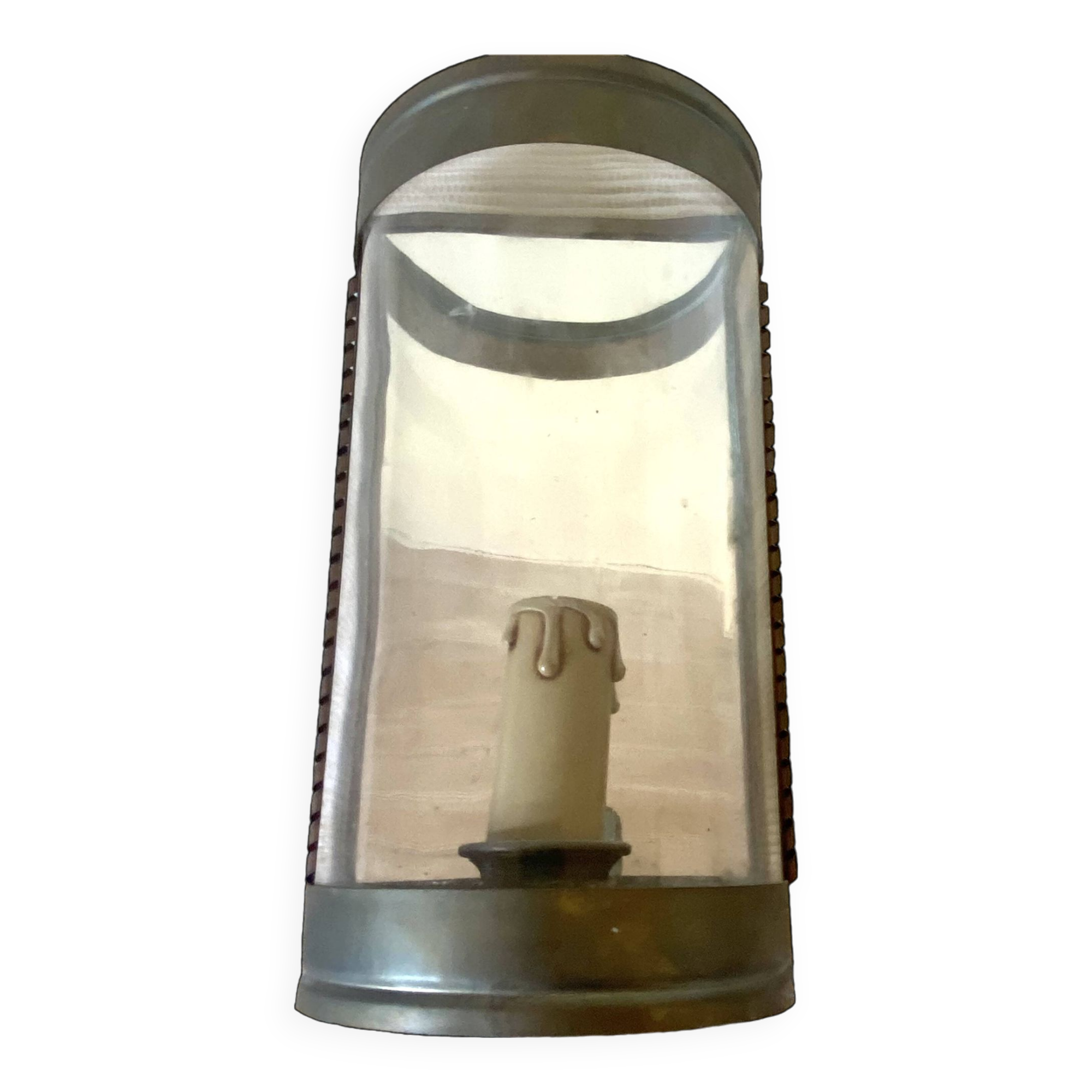 Brass and mirror lantern wall light