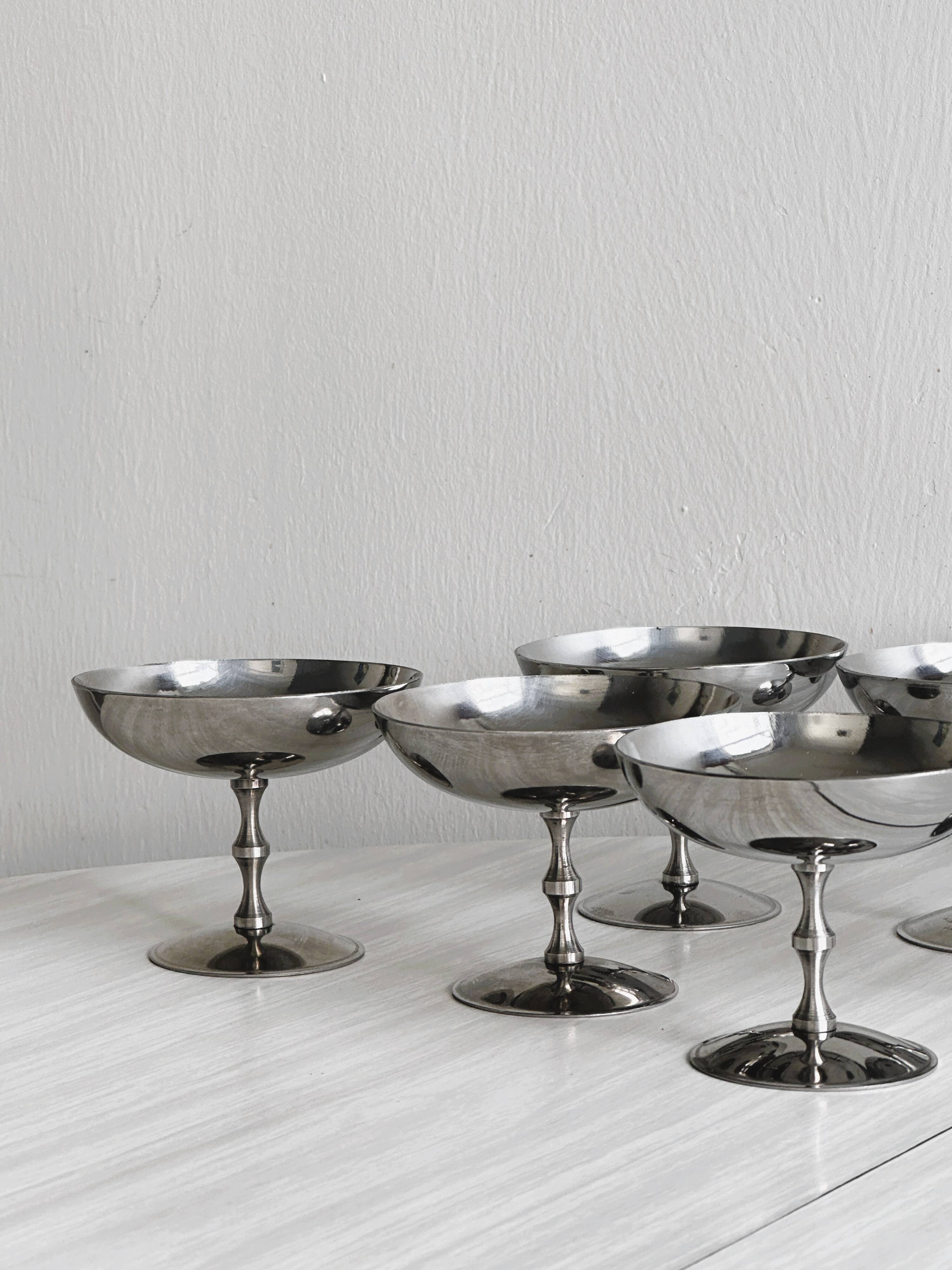 6 stainless steel footed bowls, Letang Remy style