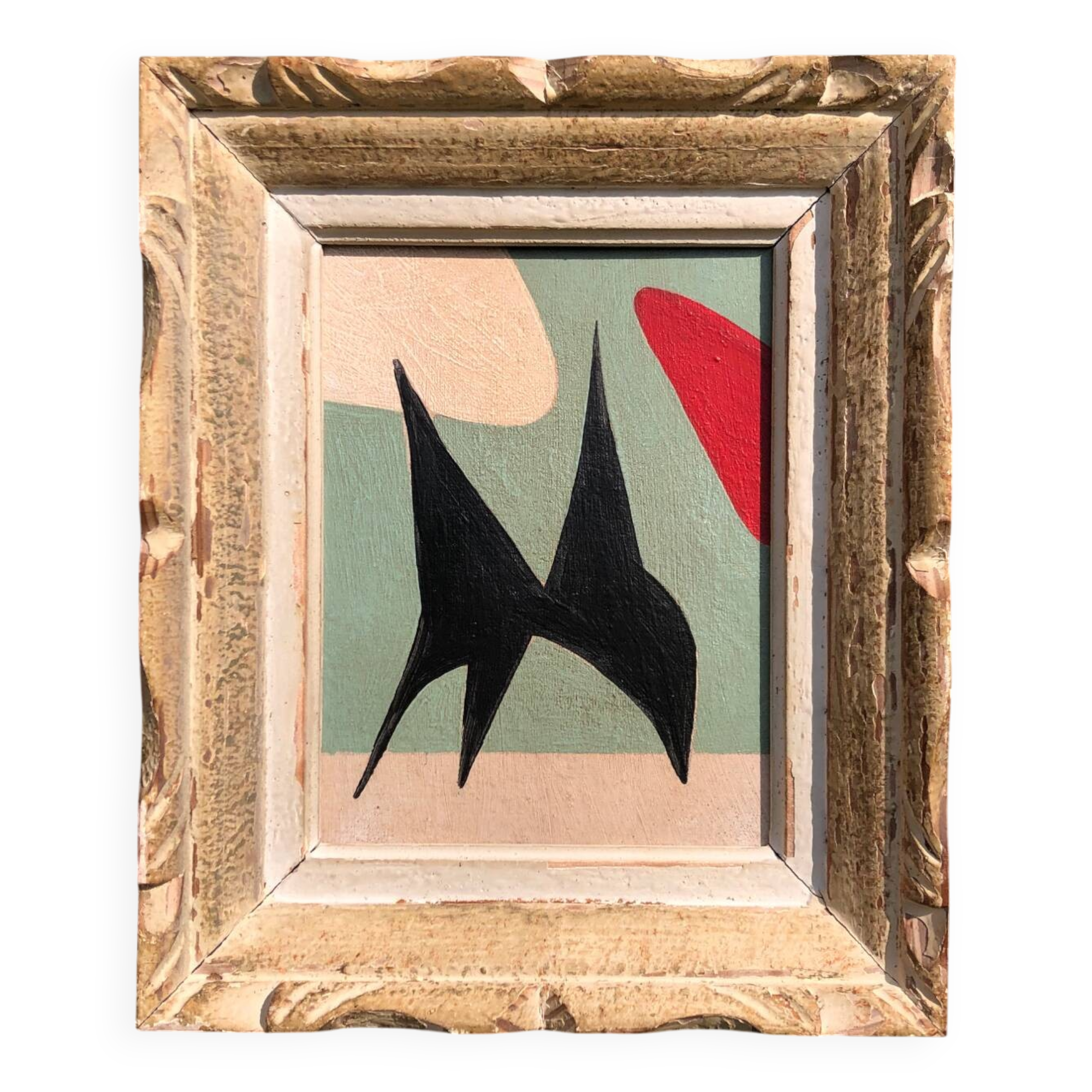 Abstract painting on wood panel