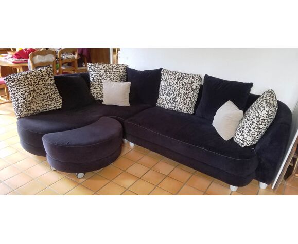 Black Velvet Corner Sofa With Swivel Daybed Selency Black Velvet Corner Sofa With Swivel, Black Velvet Corner Sofa Bed