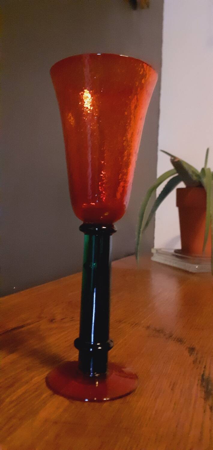 80s Memphis style glass footed vase