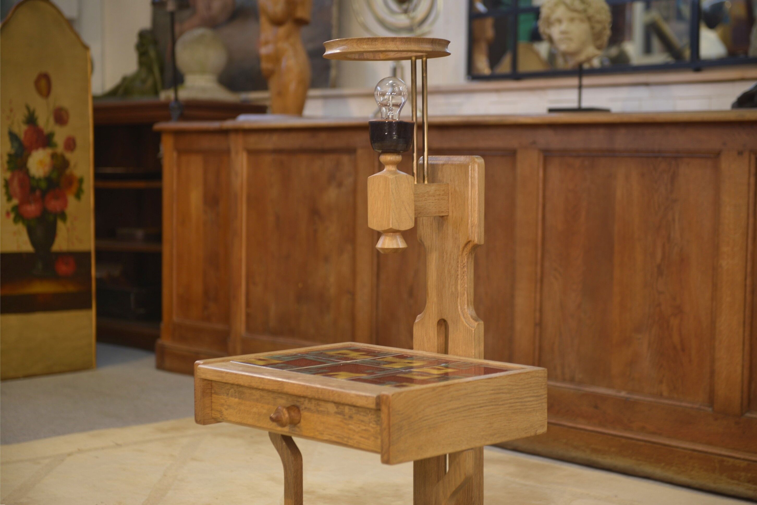 Oak bedside table by Guillerme and Chambron for Your House 1950s
