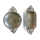 Lot of two vintage aluminum cast iron dishes