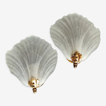 Pair of vintage shell wall lamp