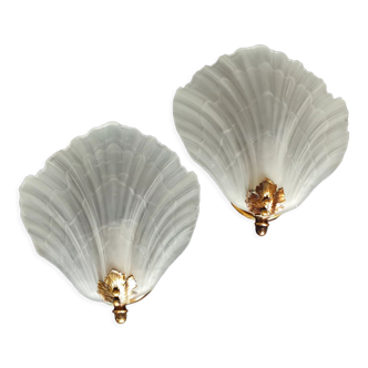 Pair of vintage shell wall lamp