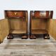 Art Decò bedside tables in walnut burl with brass knobs