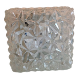 Square ceiling lamp structured glass / vintage 60s-70s