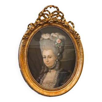Elegant woman with a flowered and feathered pouf headdress' pastel painting on paper, 18th century