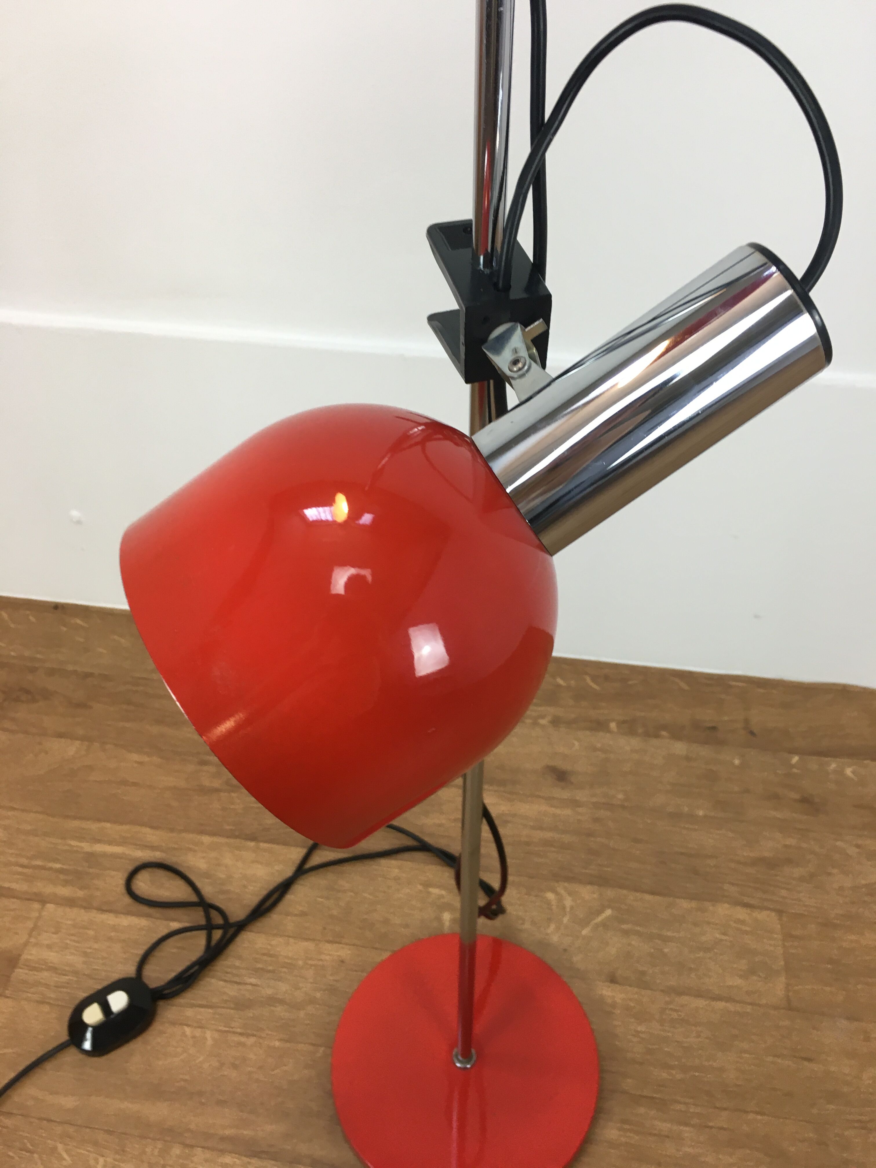 Floor lamp space age 2 spots red and chrome 1970