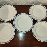 5 flat plates Moulin des loups and Hamage Orchies France blue 50s