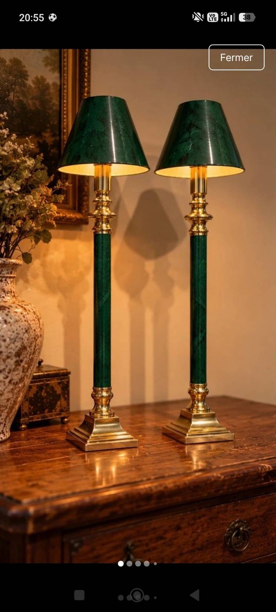 Pair of large candlesticks / convertible lanterns Hollywood Regency