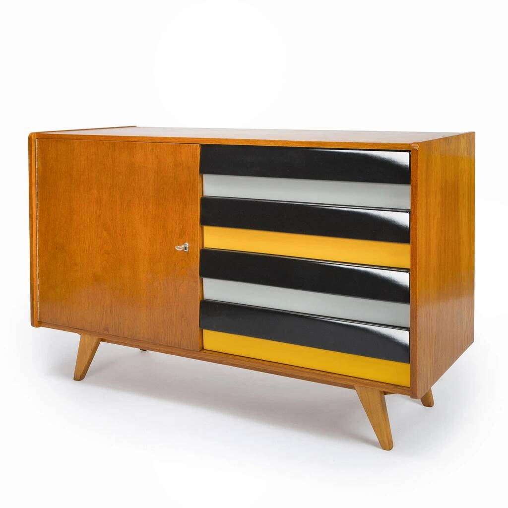Original U-458 cabinet designed by Jiří Jiroutek in 1958 - Black & Yellow