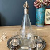 Glass and silver-plated liqueur service