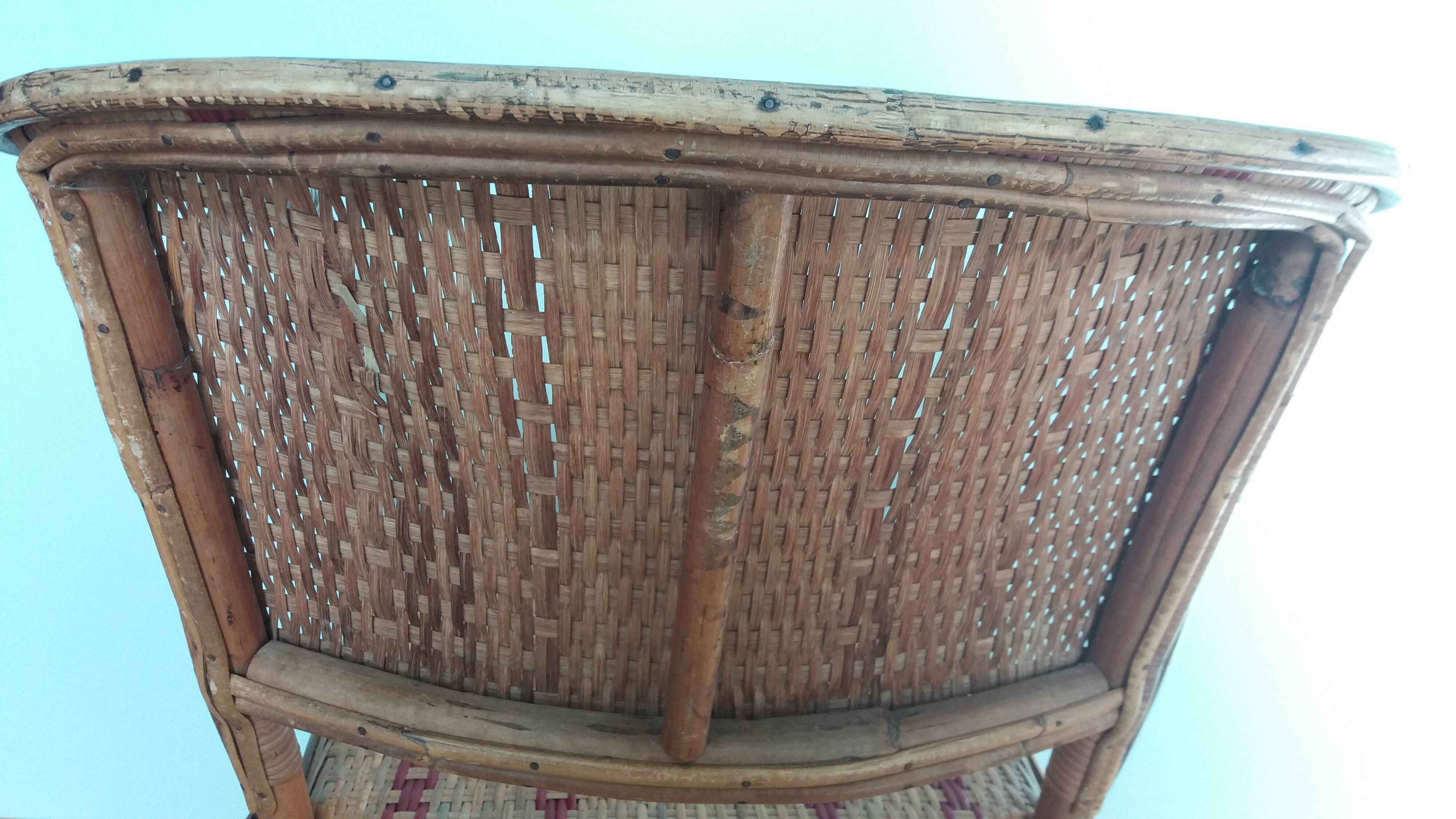 Bistro armchair in bamboo and wicker