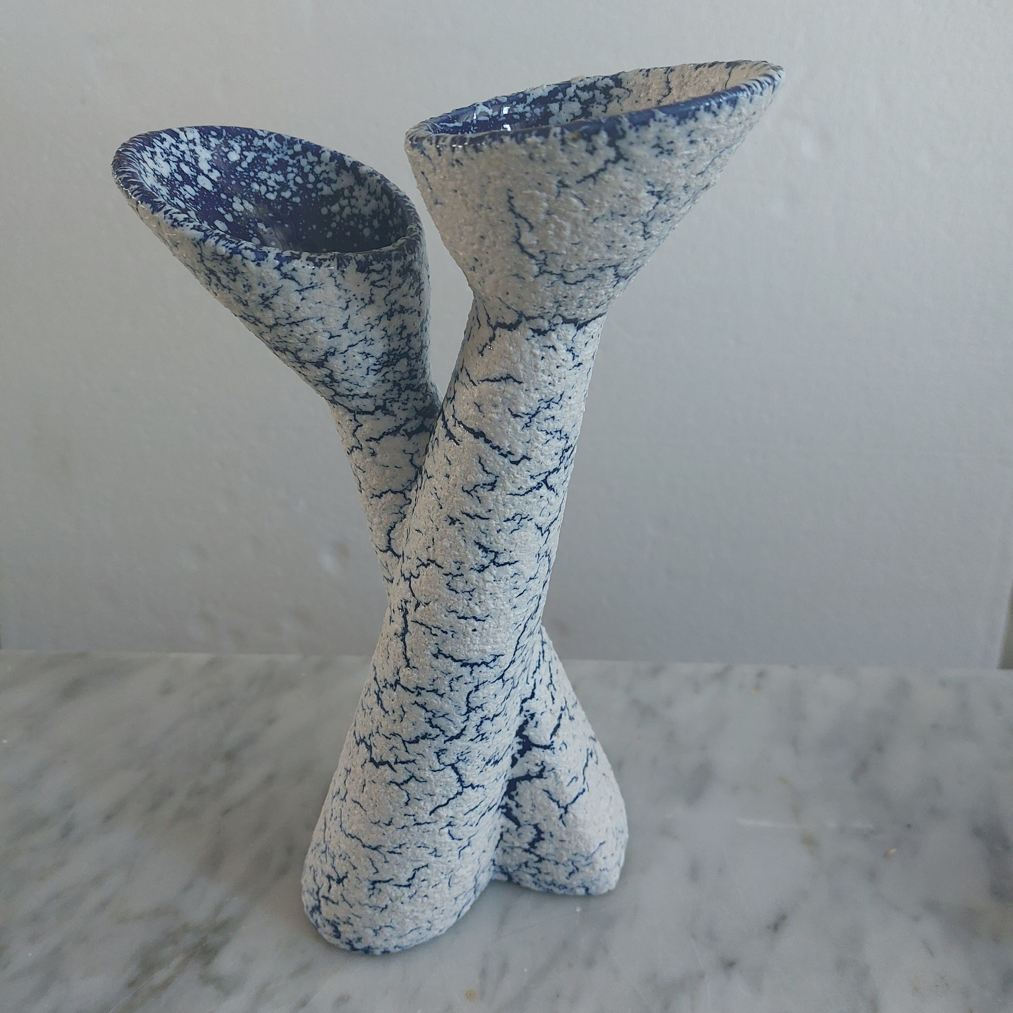 Double soliflore ceramic vase