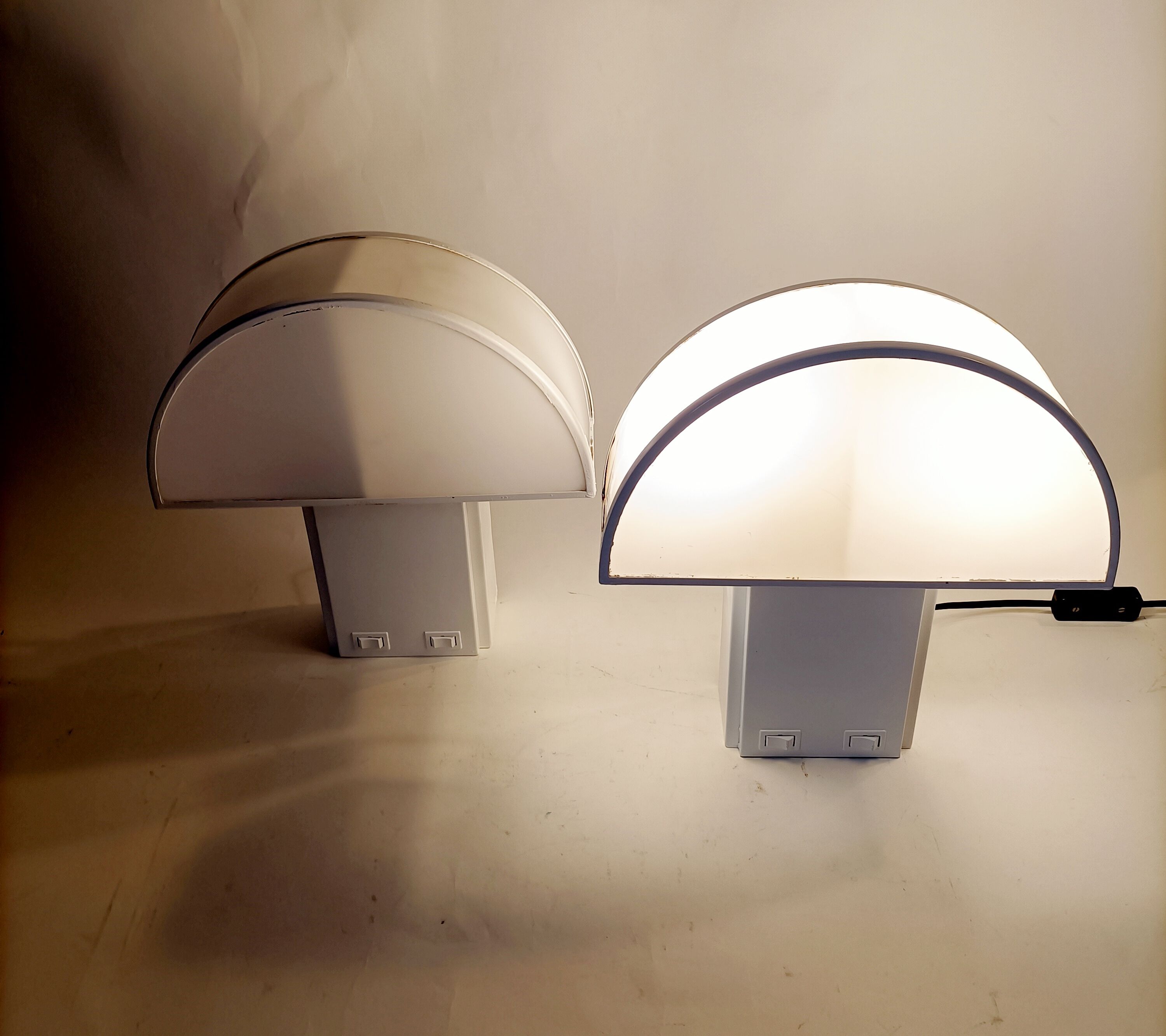 Pair of wall lamps with double switches model Olympe design Harvey Guzzini for ED 1970
