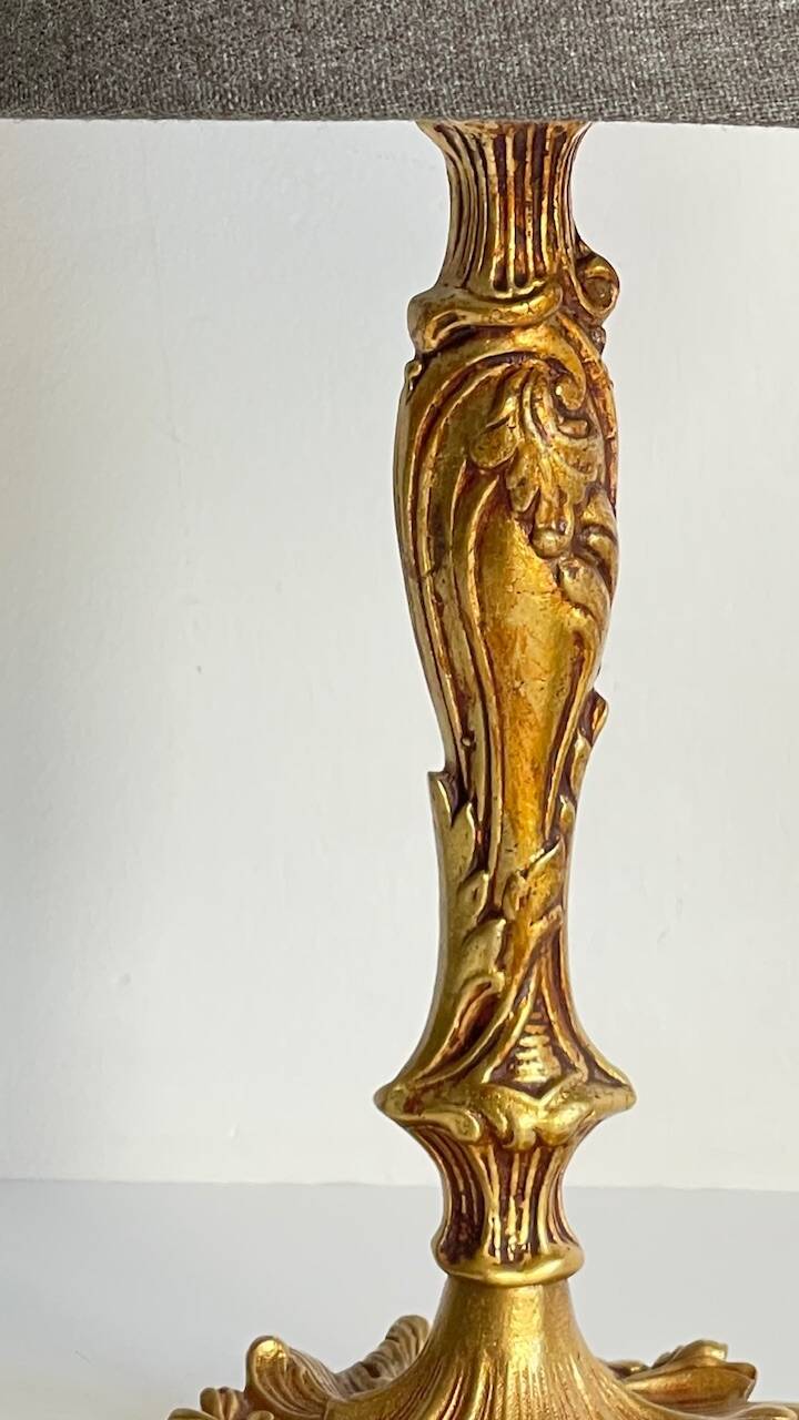 Chic bronze lamp with vintage gold patina