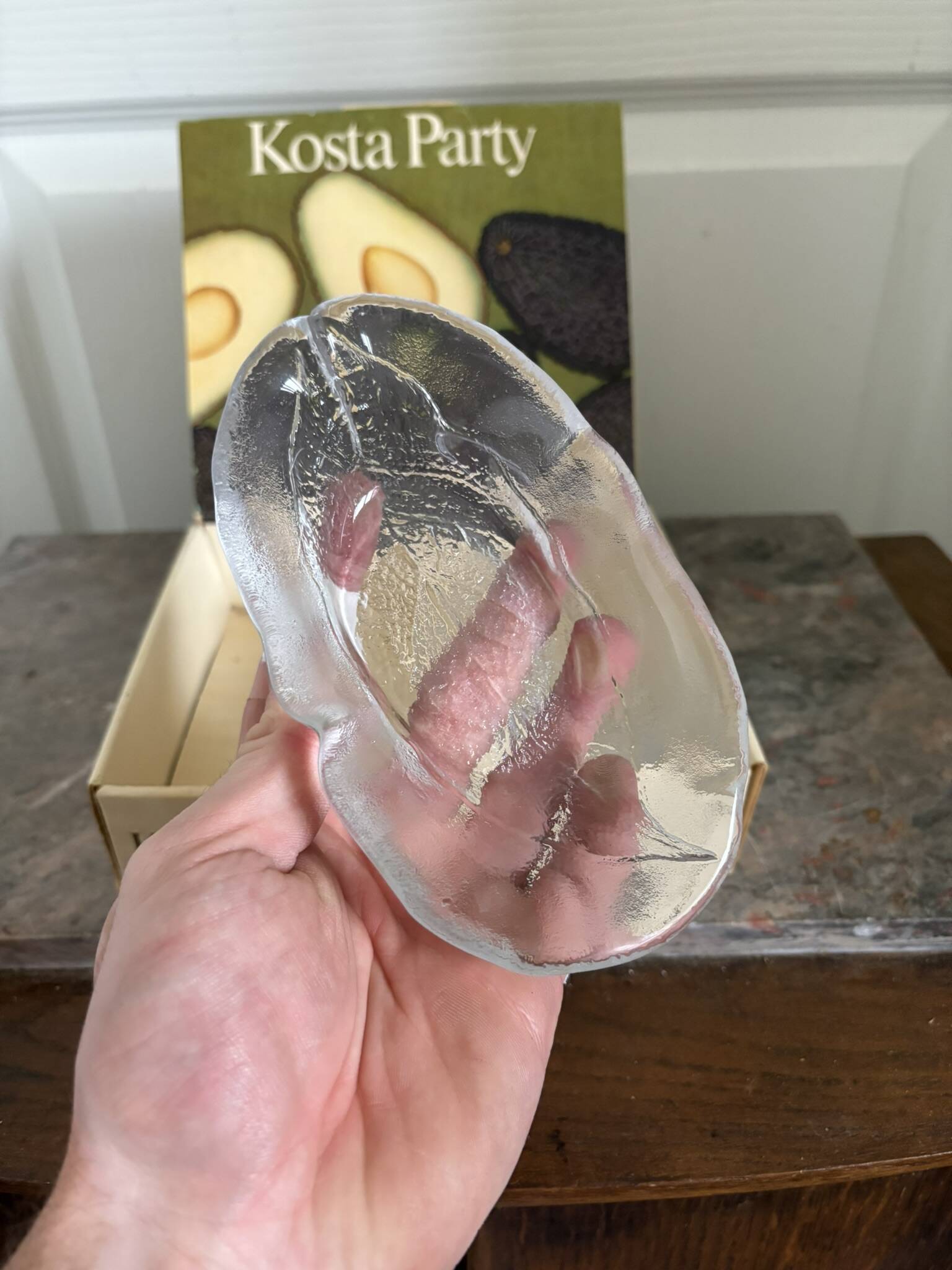 Vintage Avocado Coupe Glass KOSTA Party Engraved