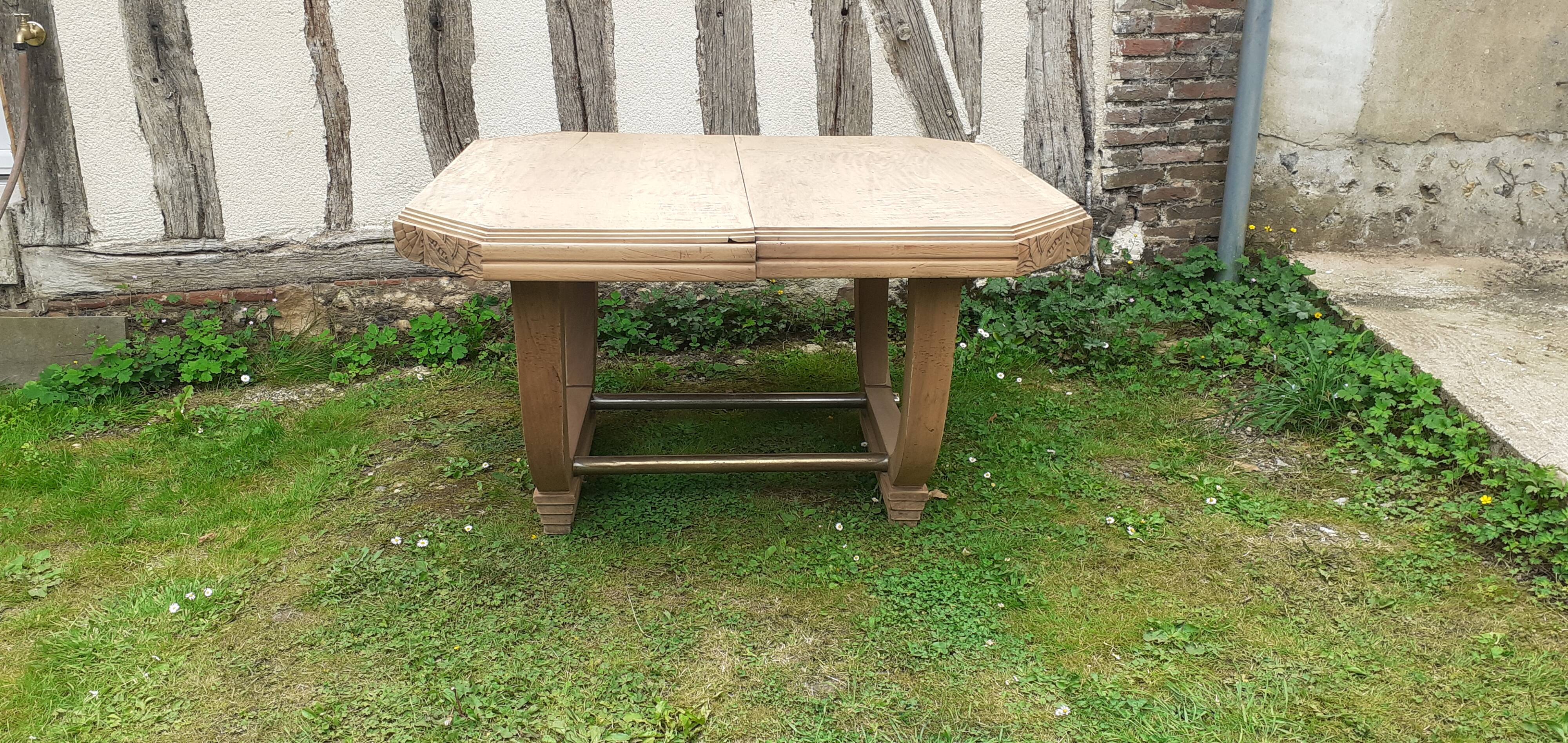 Art deco table from the 1930s in raw cherry wood