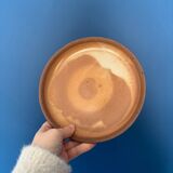 Lot of vintage 1970s beige stoneware dessert plates, handmade.