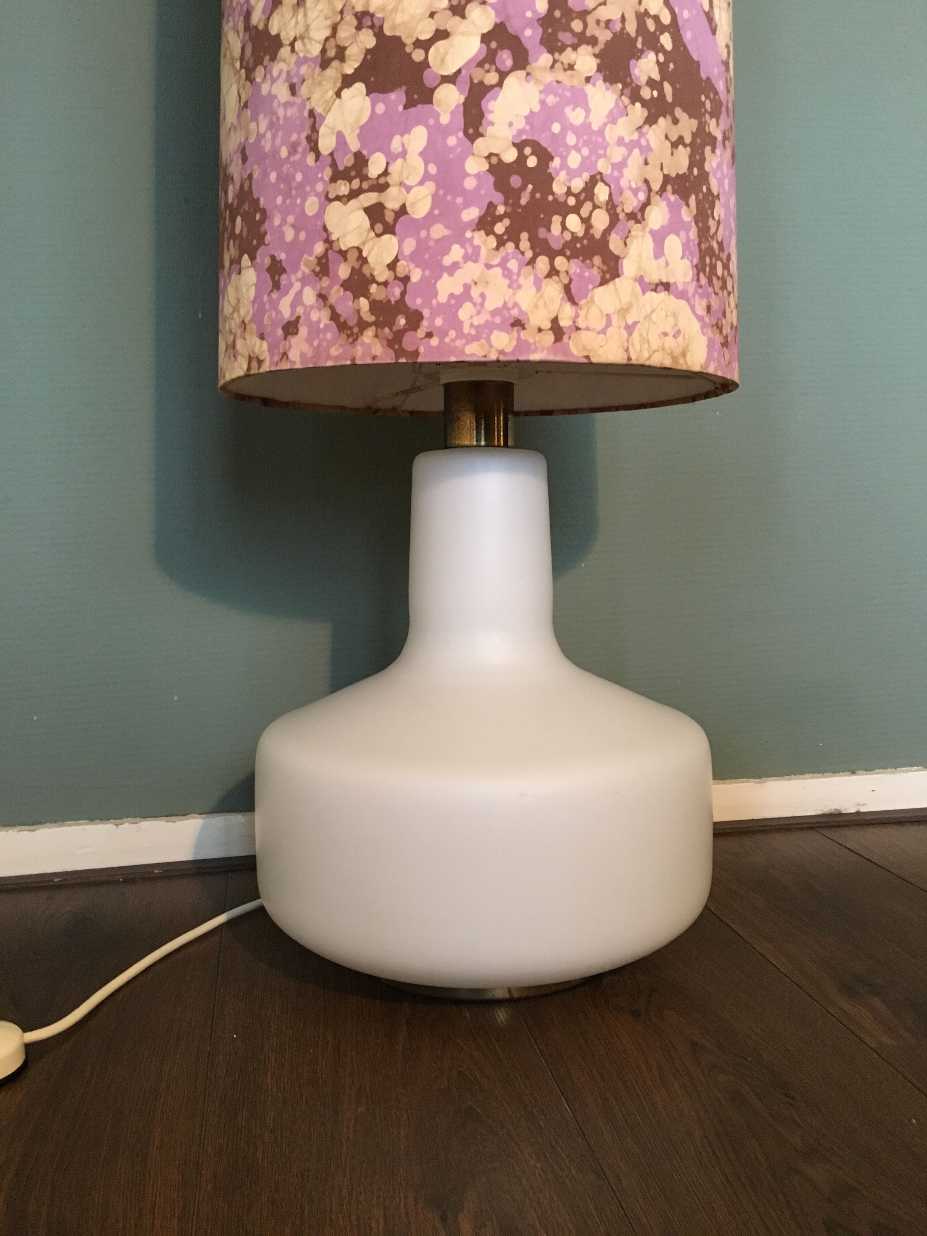 Mid-Century Pink & White Glass Floor Lamp