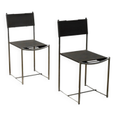 Chaises Alias en cuir et métal chromé, Italie, années 1980