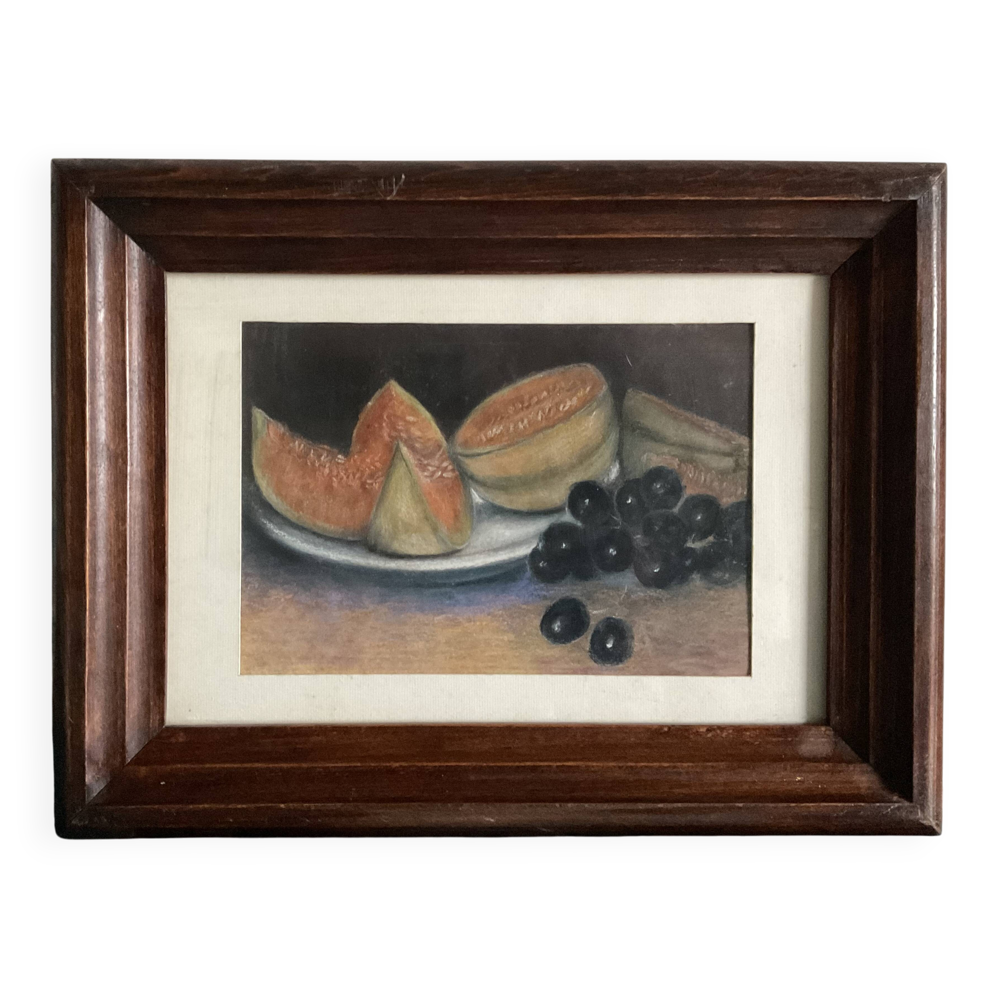 Tableau Nature Morte au melon et raisins