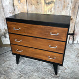 Black wood chest of drawers + 3 vintage black drawers #a143