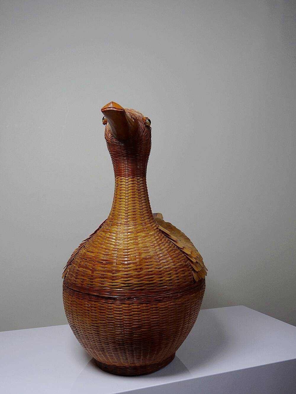 Large bamboo duck box, woven rattan, vintage Shanghai Handicrafts China