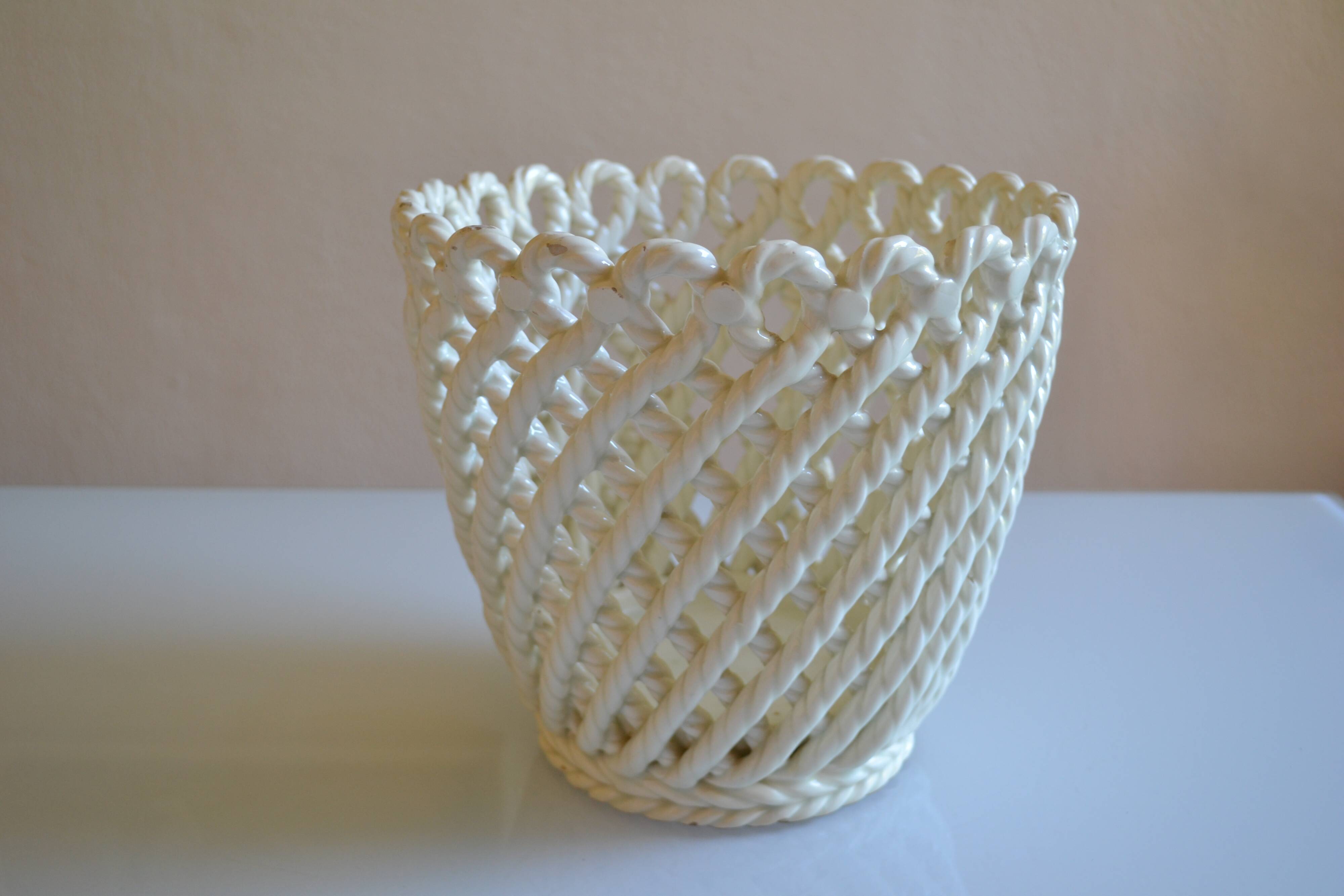 Woven ceramic cache-pot DLG Emile Tessier Pichon Uzès