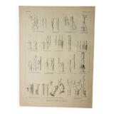 Gravure ancienne 1922, Greffe d'arbres, arboriculture, jardinage • Lithographie, illustration origin