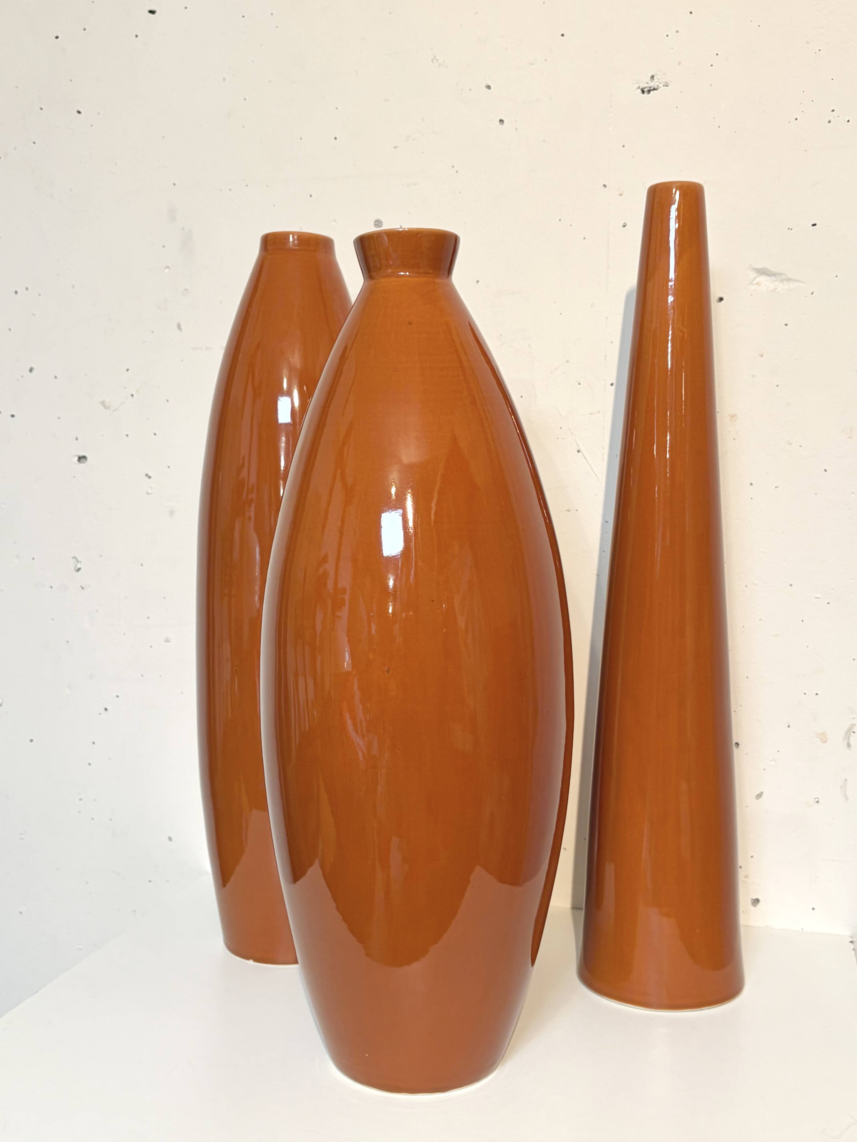 Lot de 3 grands vases céramique, 1980