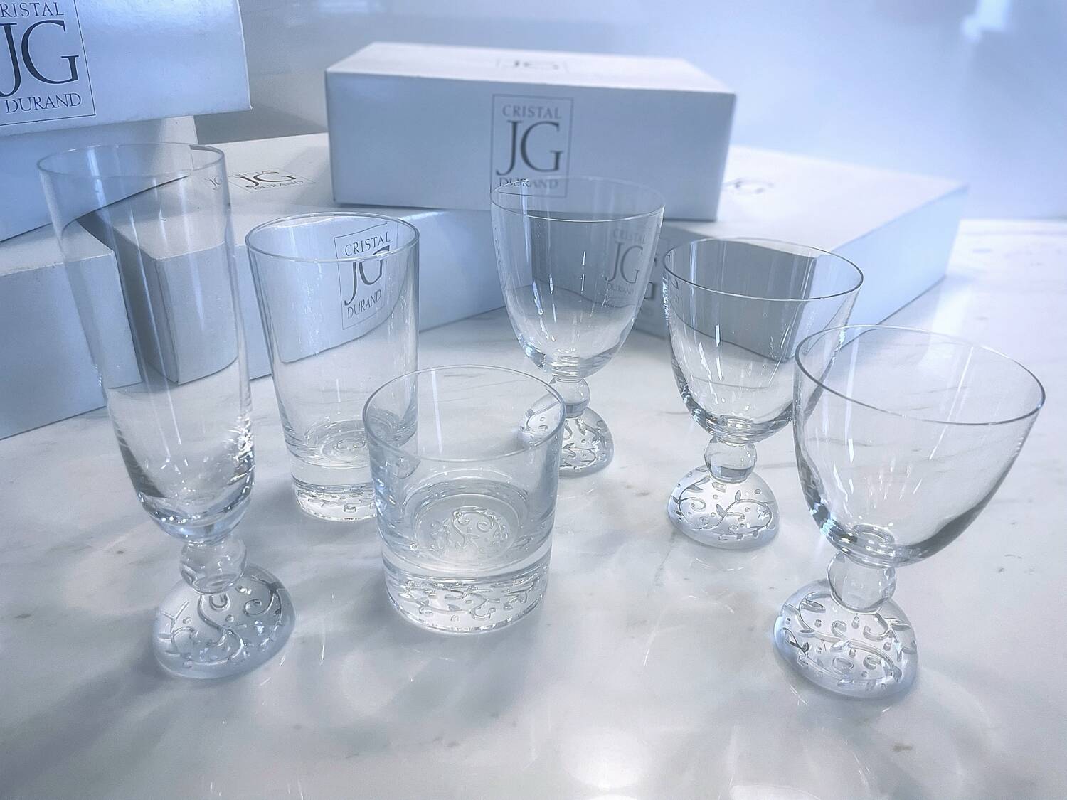 Set of 6 crystal stemmed glasses - large model - JG DURAND