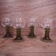 4 Roemer style wine glasses with large olive green stems